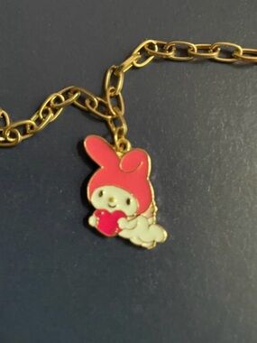 My Melody Pink Bunny Heart Enamel Charm Necklace Sanrio